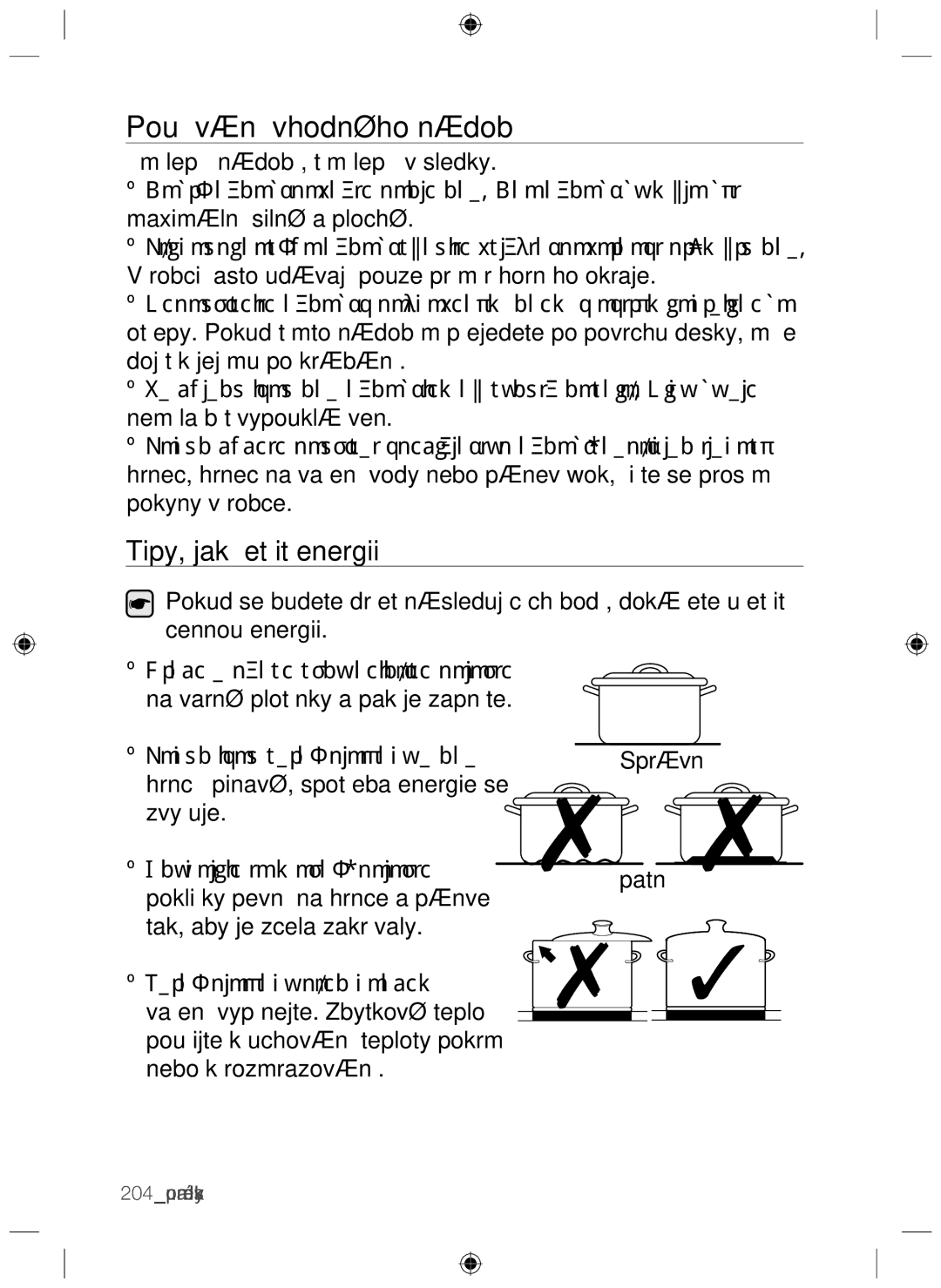 Samsung NZ64F3NM1AB/UR manual Používání vhodného nádobí, Tipy, jak šetřit energii 