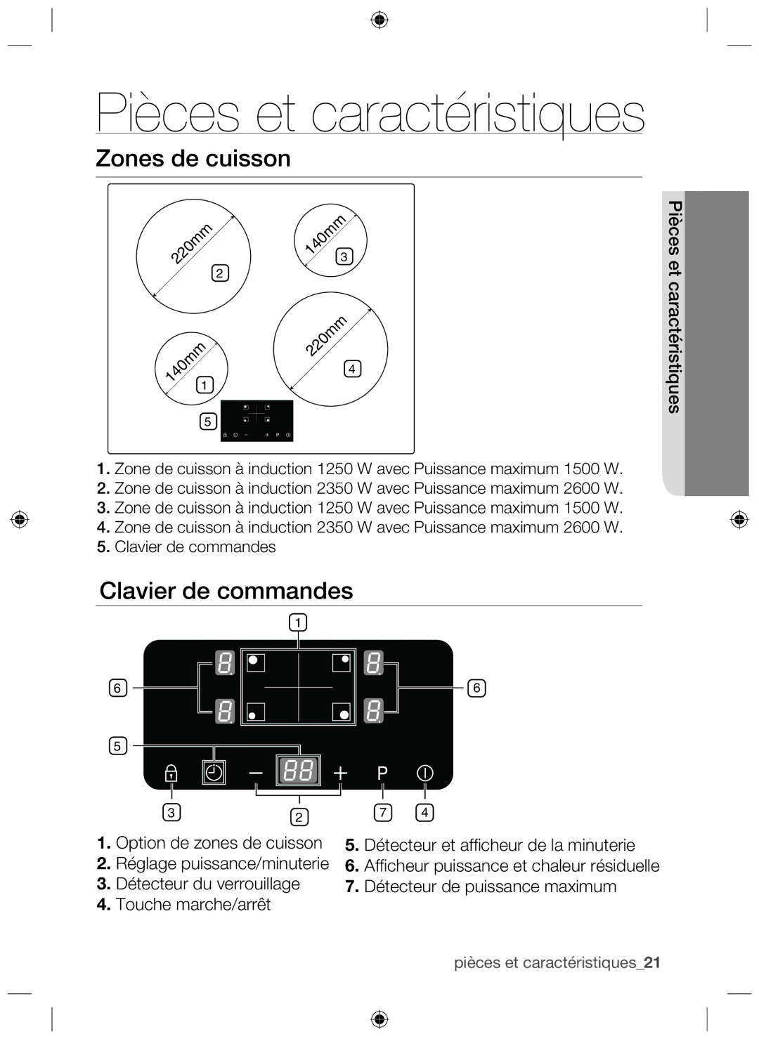 Samsung NZ64F3NM1AB/UR manual Détecteur du verrouillage Détecteur de puissance maximum 