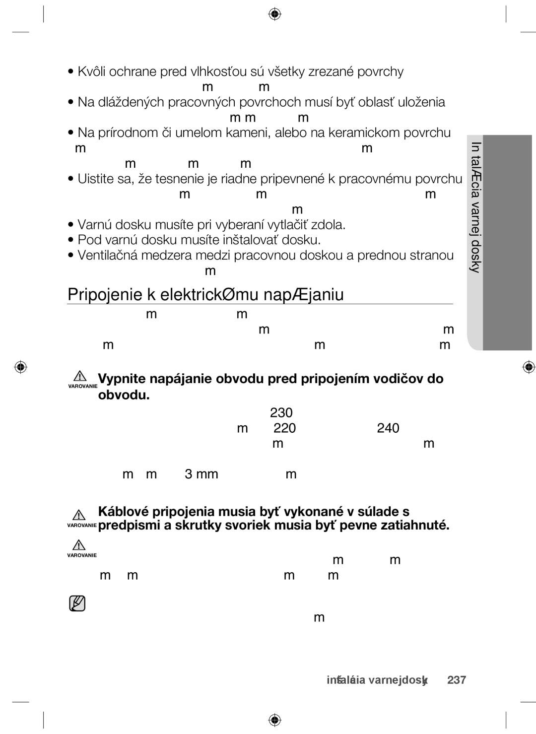 Samsung NZ64F3NM1AB/UR manual Pripojenie k elektrickému napájaniu, Vypnite napájanie obvodu pred pripojením vodičov do 