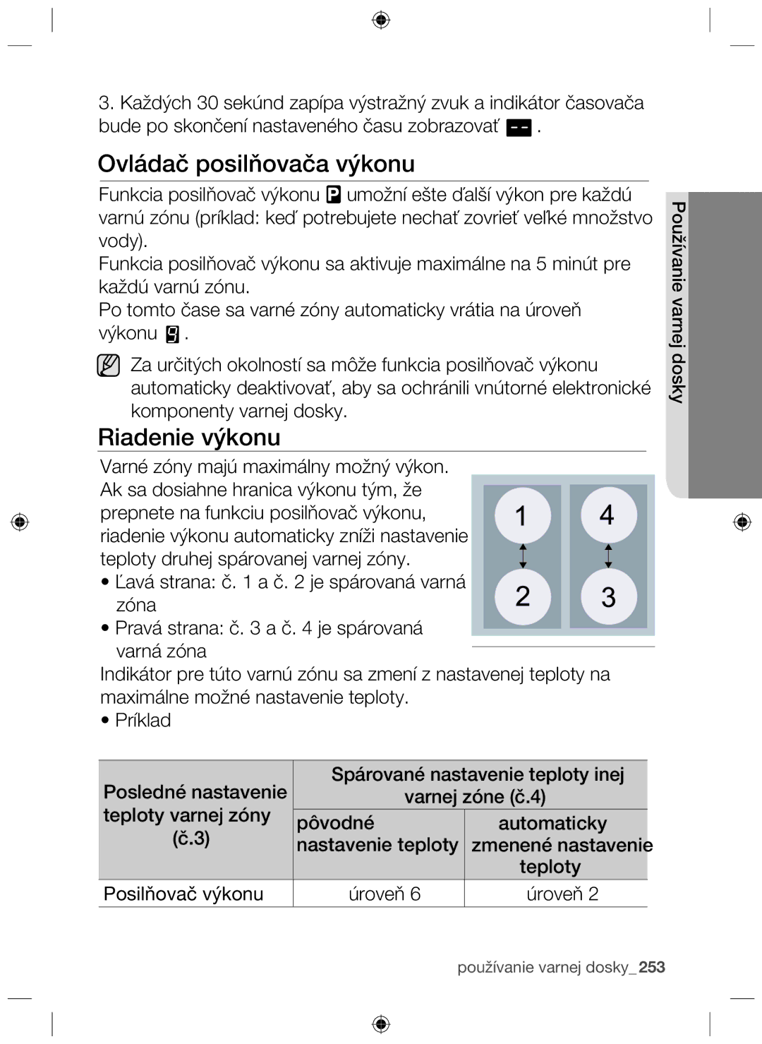 Samsung NZ64F3NM1AB/UR manual Ovládač posilňovača výkonu, Riadenie výkonu 