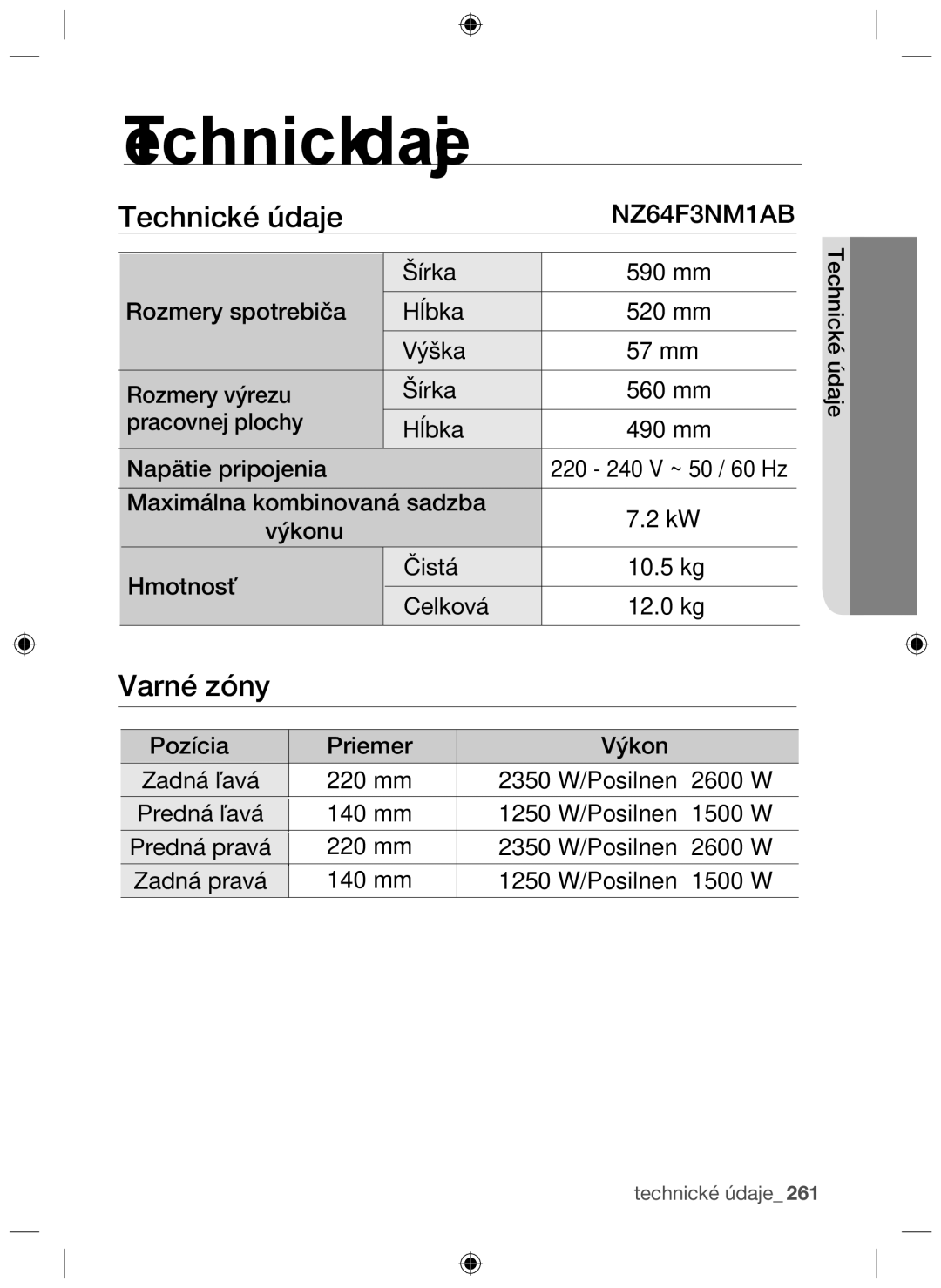 Samsung NZ64F3NM1AB/UR manual Technické údaje 