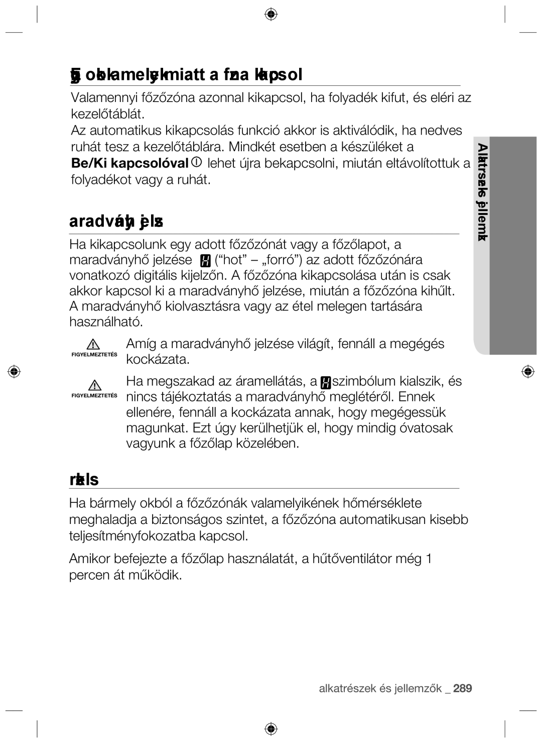 Samsung NZ64F3NM1AB/UR manual Egyéb okok, amelyek miatt a főzőzóna kikapcsol 