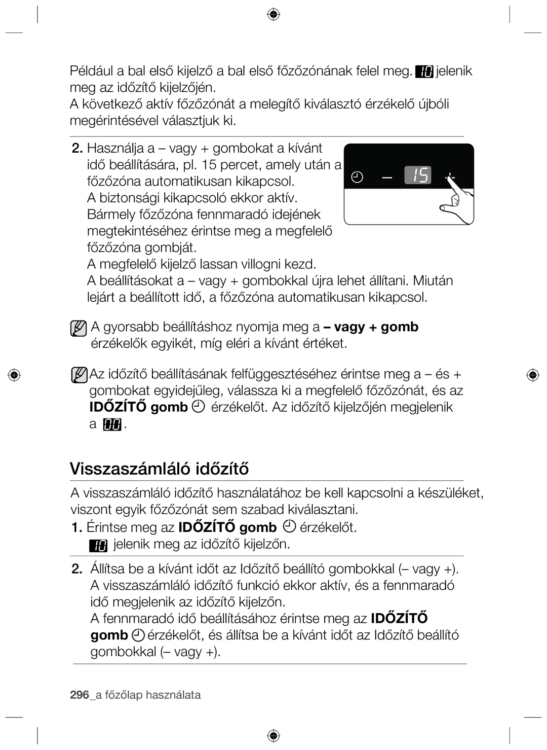 Samsung NZ64F3NM1AB/UR manual Visszaszámláló időzítő 