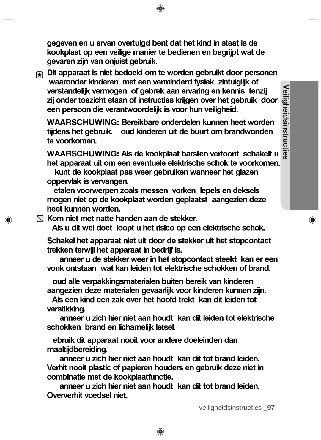 Samsung NZ64F3NM1AB/UR manual Veiligheidsinstructies 