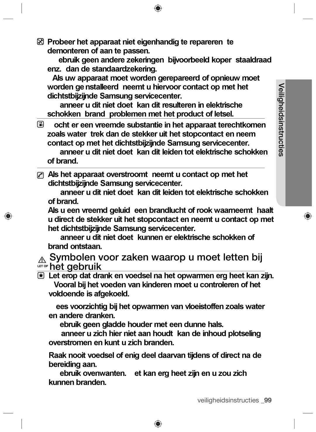 Samsung NZ64F3NM1AB/UR manual Veiligheidsinstructies 