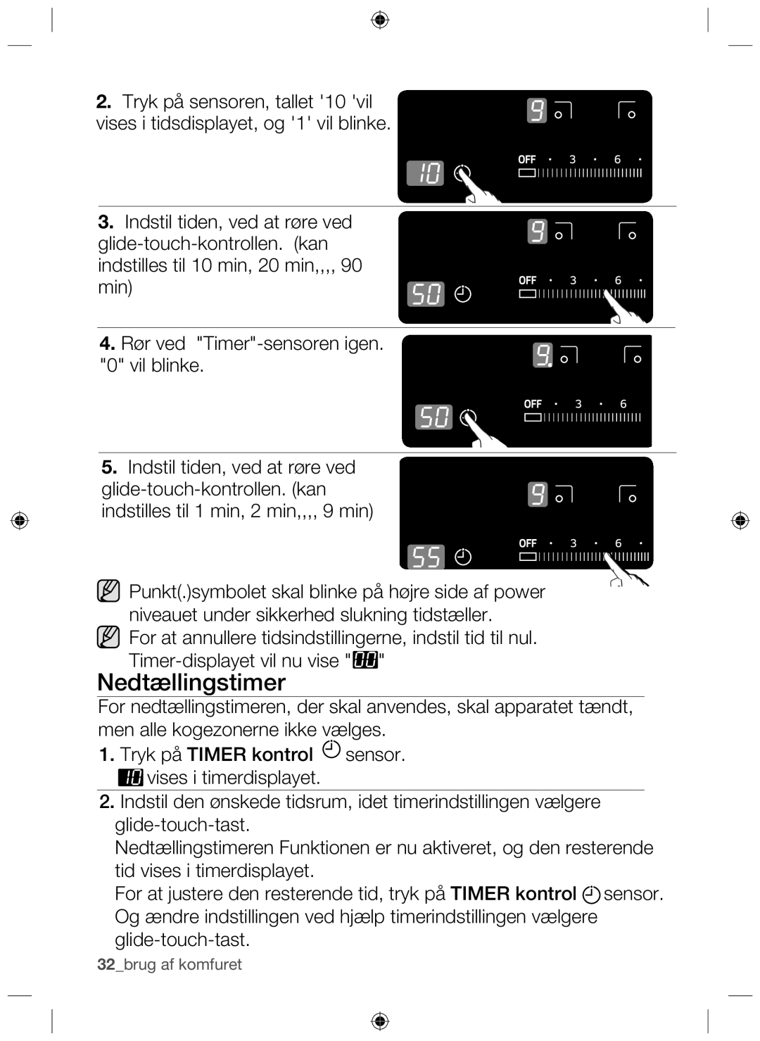 Samsung NZ64H37070K/EE manual Nedtællingstimer 