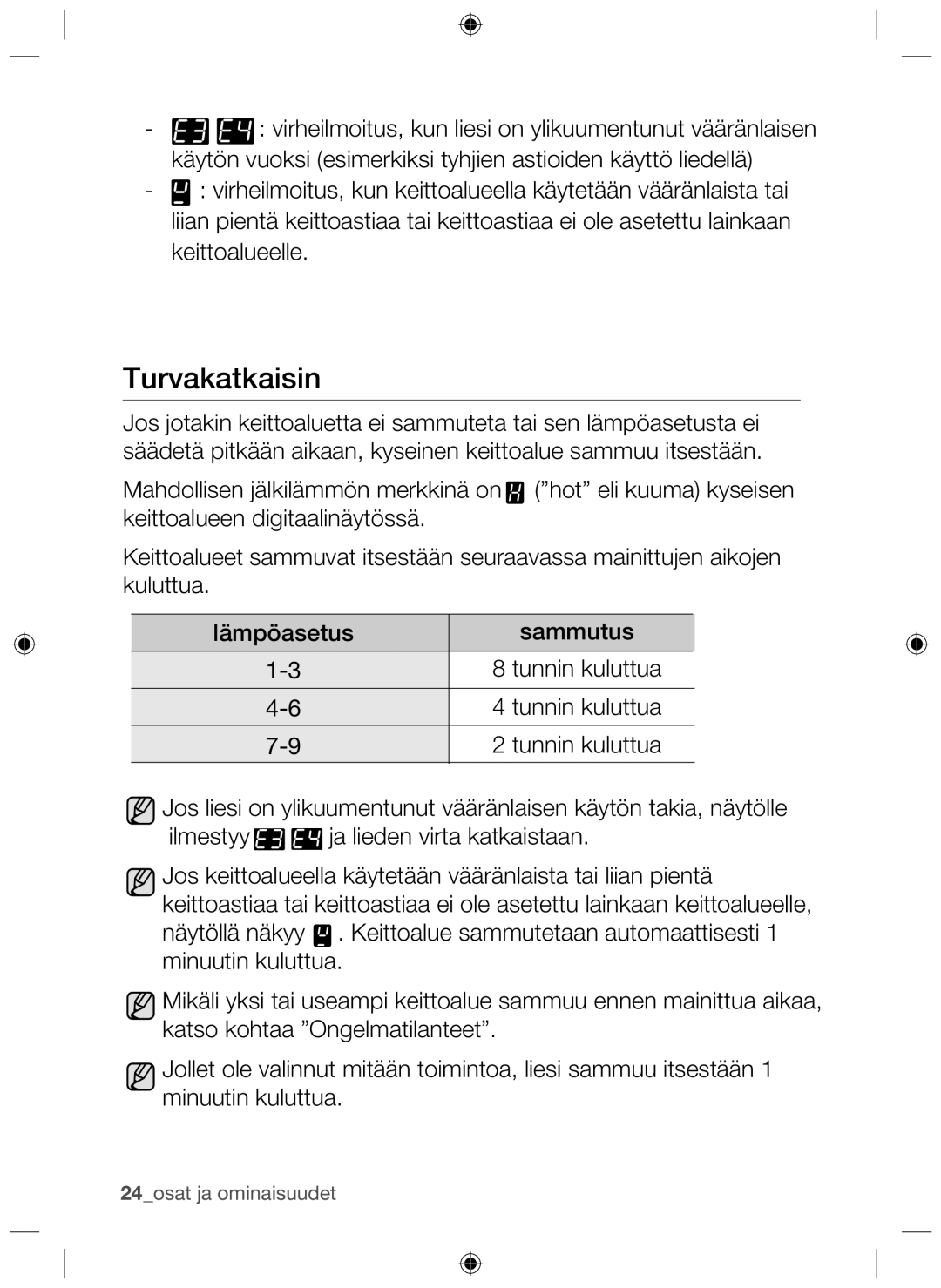 Samsung NZ64H37070K/EE manual Turvakatkaisin 