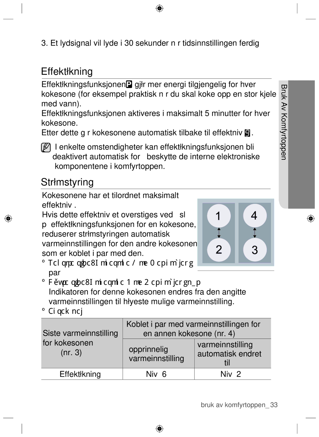 Samsung NZ64H37070K/EE manual Effektøkning, Strømstyring 