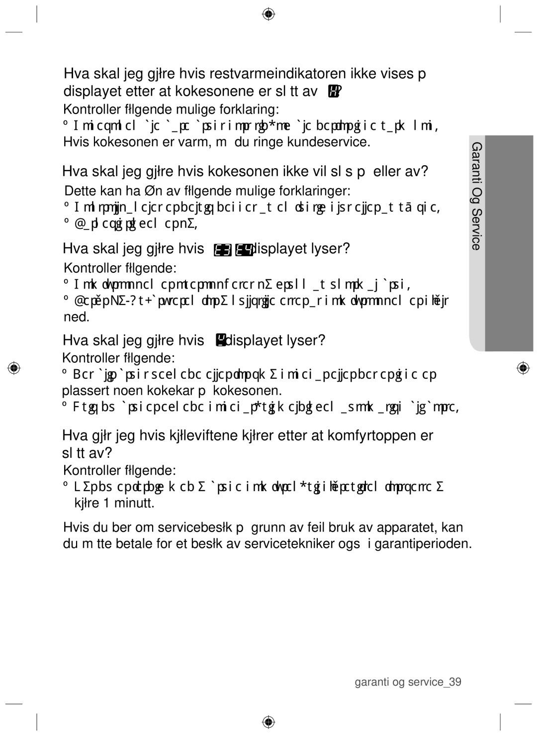 Samsung NZ64H37070K/EE manual Hva skal jeg gjøre hvis kokesonen ikke vil slås på eller av? 