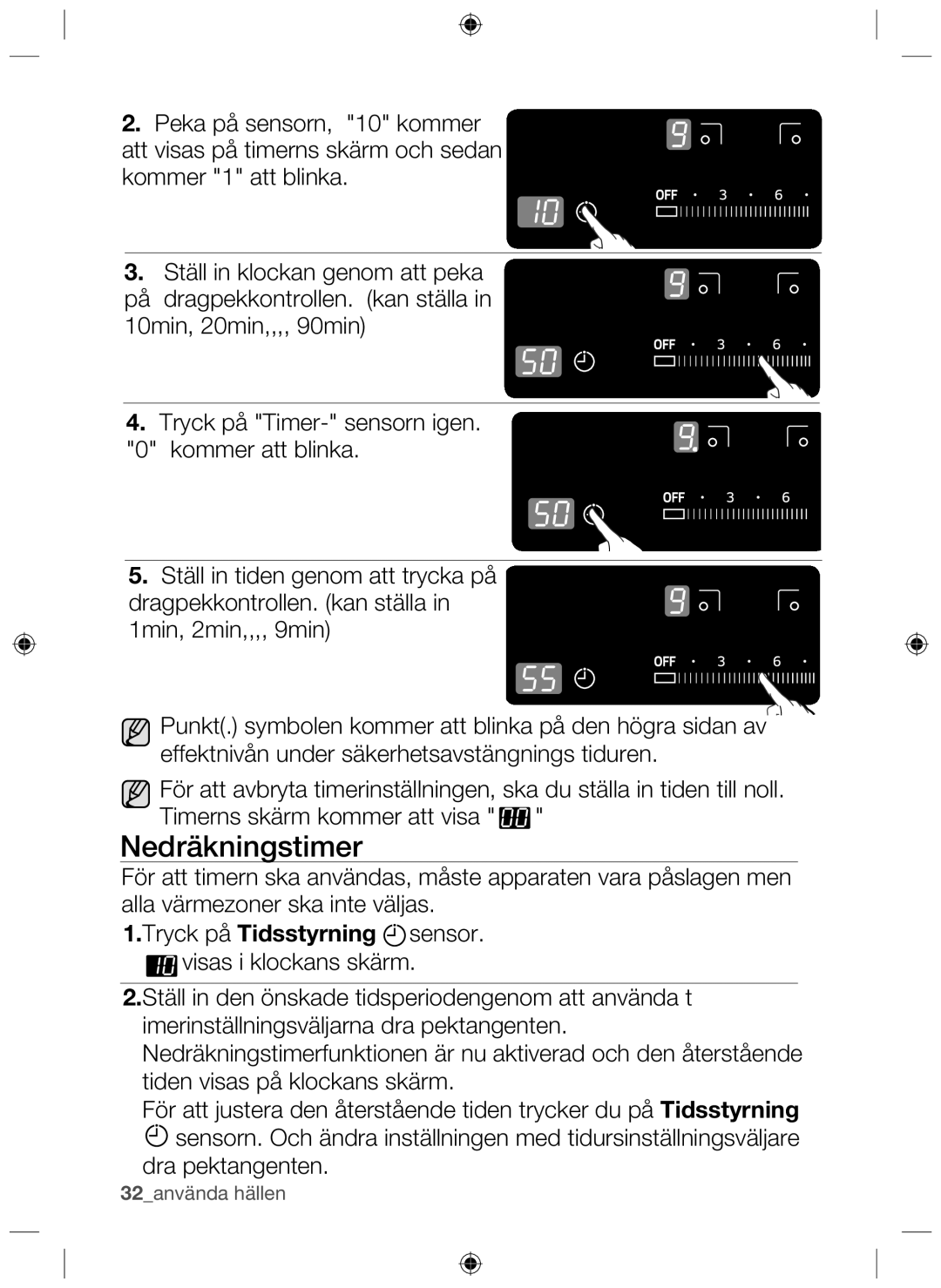 Samsung NZ64H37070K/EE manual Nedräkningstimer 