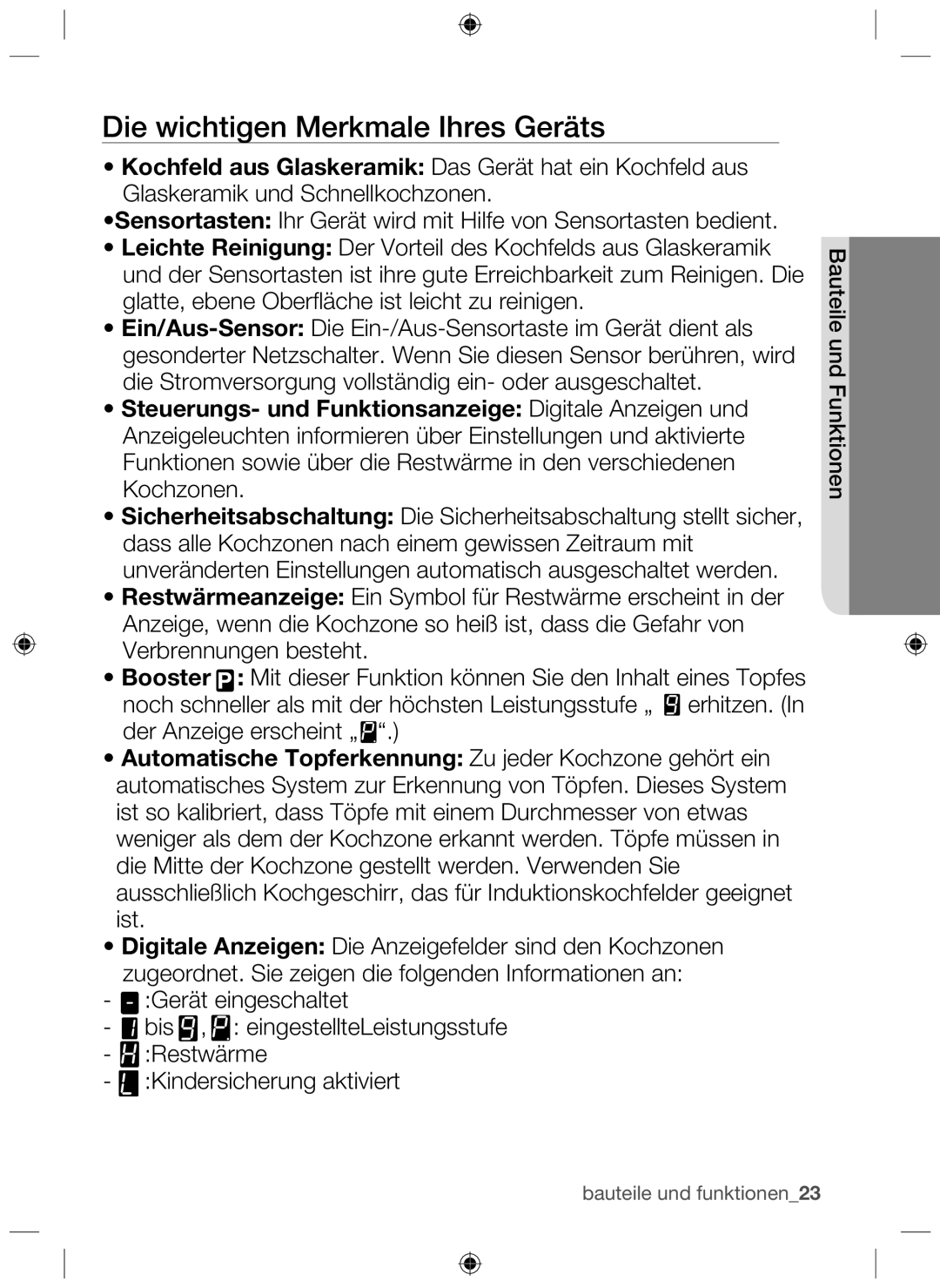 Samsung NZ64H37075K/EF, NZ64H37070K/EF manual Die wichtigen Merkmale Ihres Geräts 