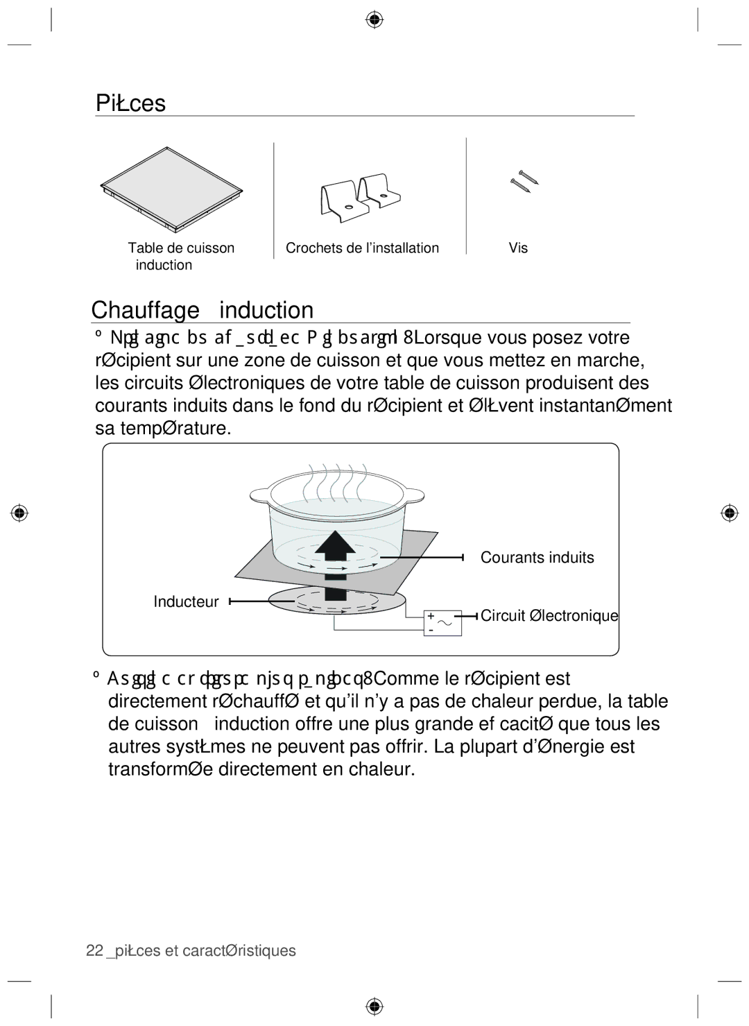 Samsung NZ64H37070K/EF, NZ64H37075K/EF manual Pièces, Chauffage à induction 