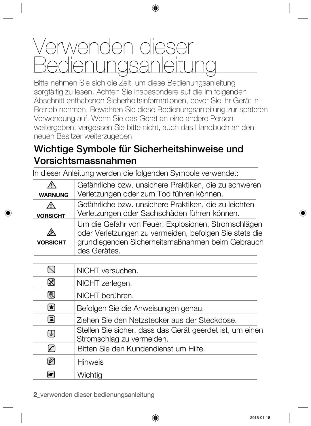 Samsung NZ64H37070K/EF, NZ64H37075K/EF manual Verwenden dieser Bedienungsanleitung 