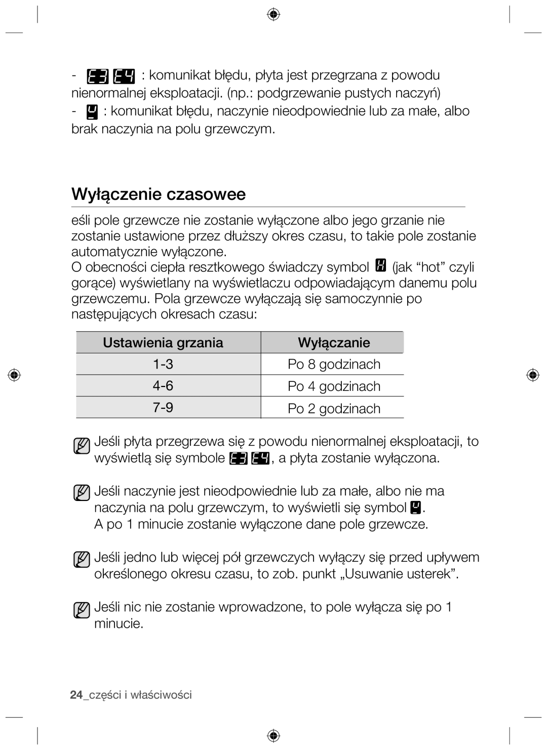 Samsung NZ64H37070K/EO, NZ64H37075K/EO manual Wyłączenie czasowee 