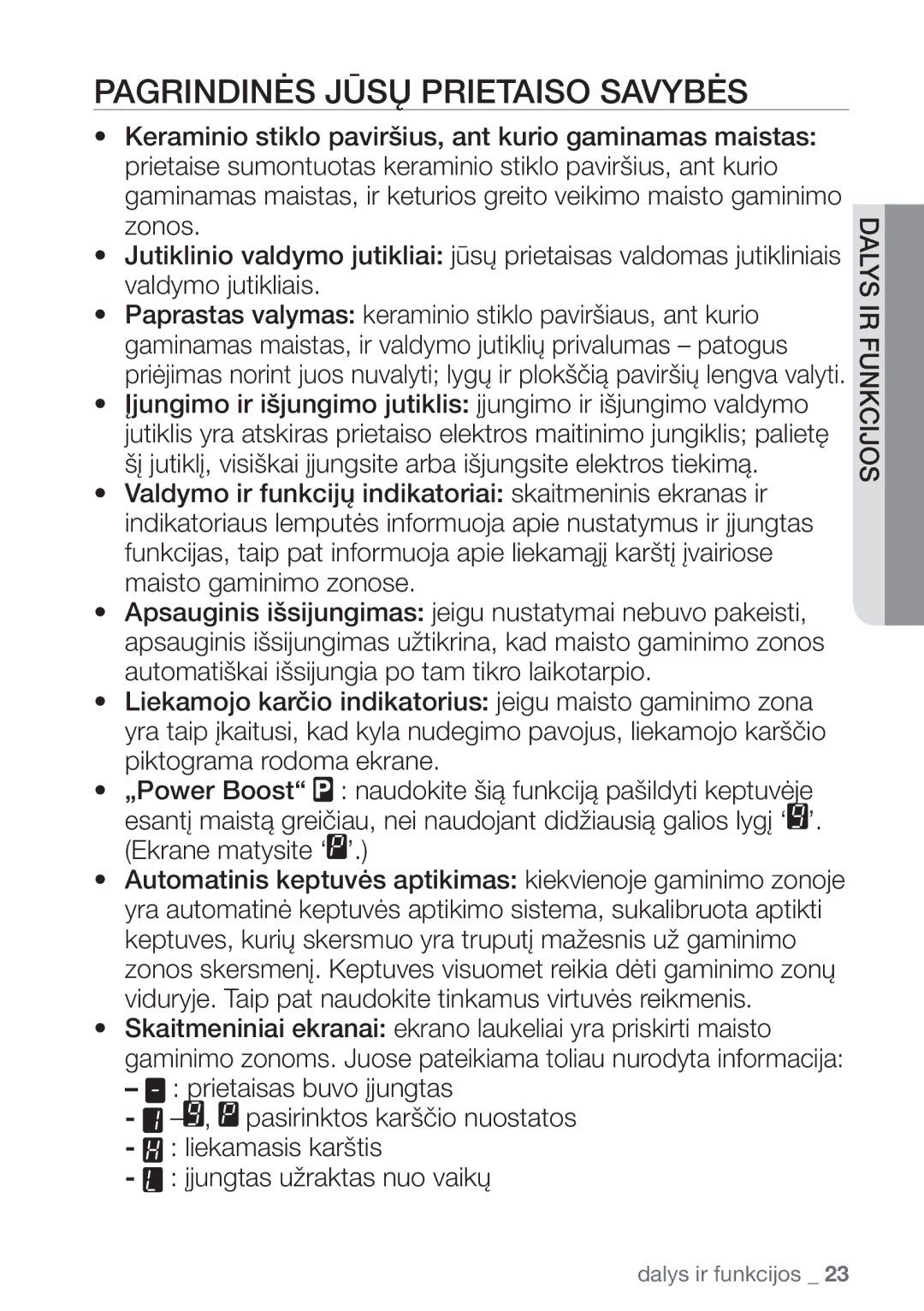 Samsung NZ64H37075K/EO manual Pagrindinės Jūsų Prietaiso Savybės, Dalys IR Funkcijos 