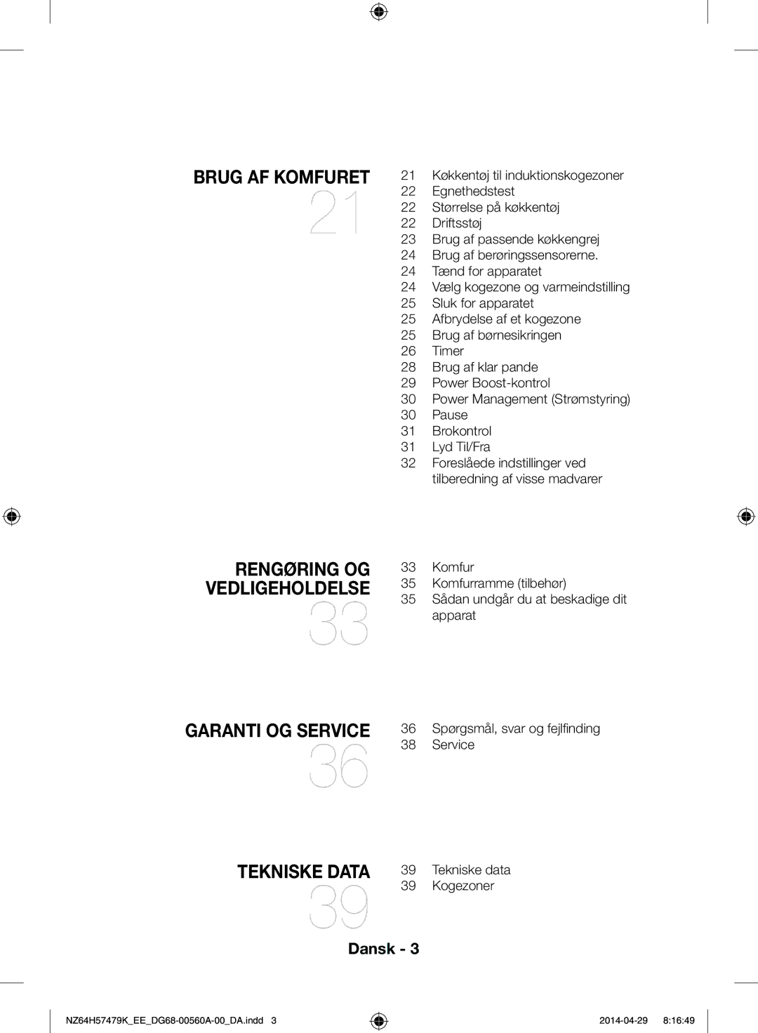 Samsung NZ64H57479K/EE, NZ64H57477K/EE manual Brug af komfuret 