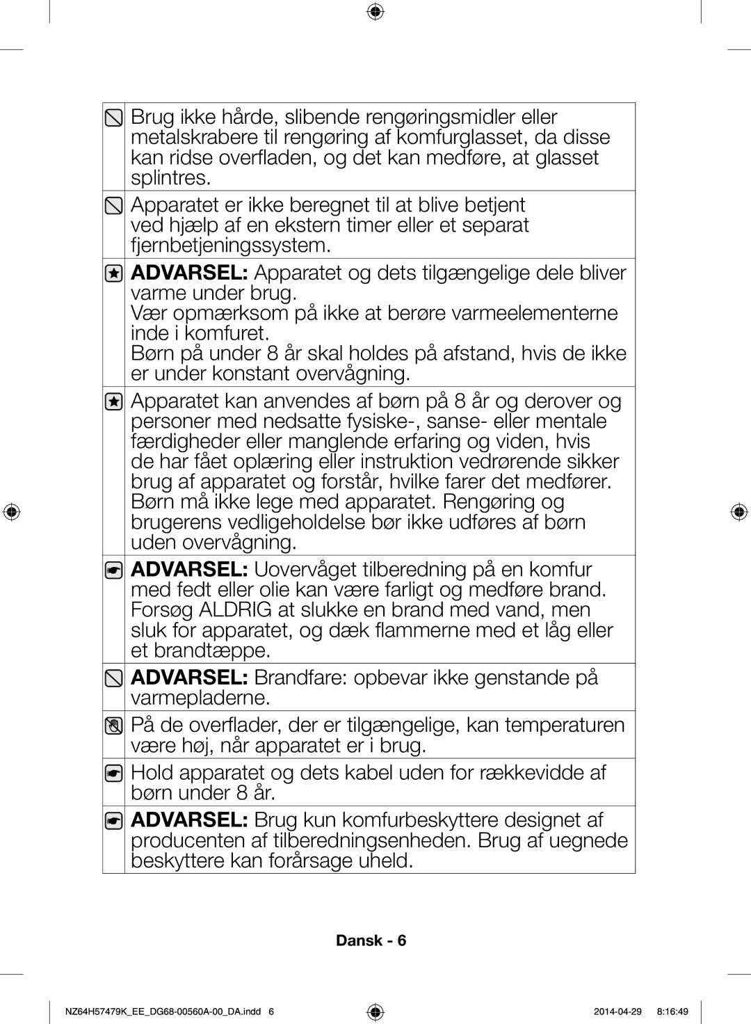 Samsung NZ64H57477K/EE, NZ64H57479K/EE manual Dansk 