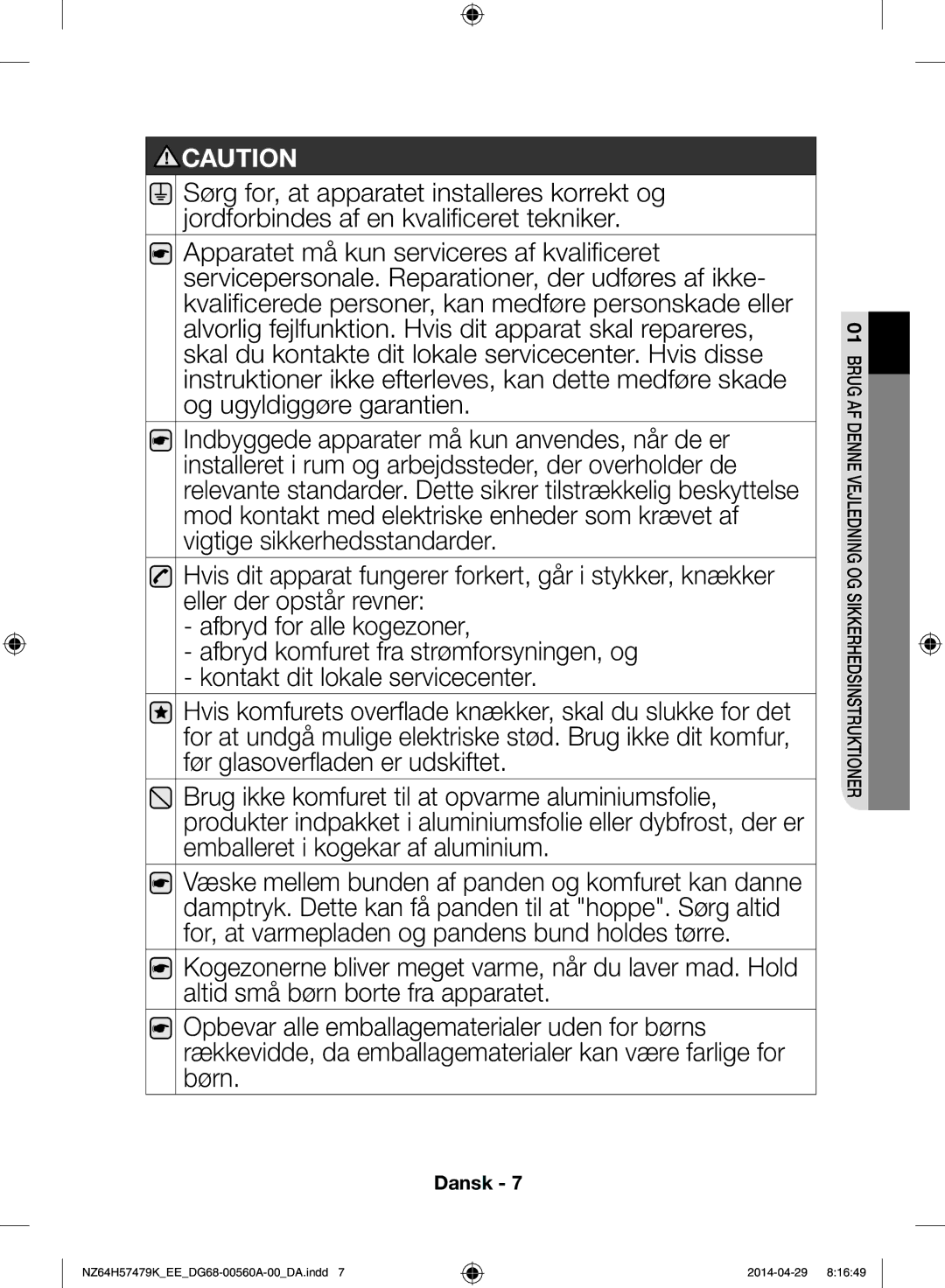 Samsung NZ64H57479K/EE, NZ64H57477K/EE manual Dansk 