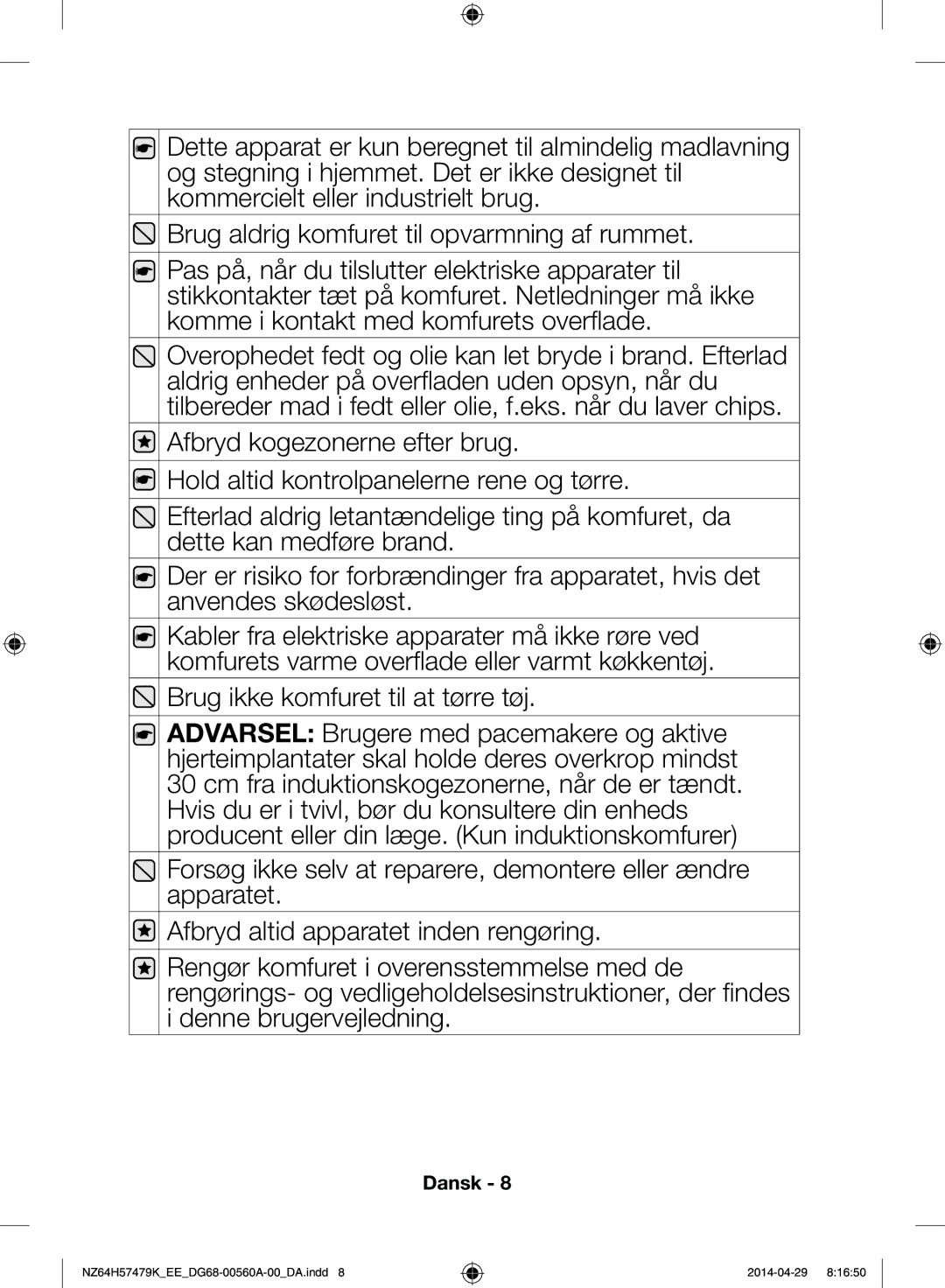 Samsung NZ64H57477K/EE, NZ64H57479K/EE manual Dansk 