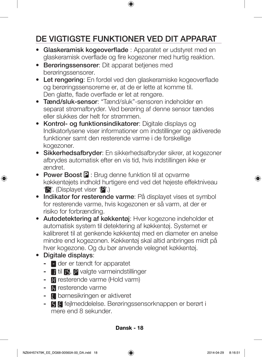 Samsung NZ64H57477K/EE, NZ64H57479K/EE manual De vigtigste funktioner ved dit apparat 