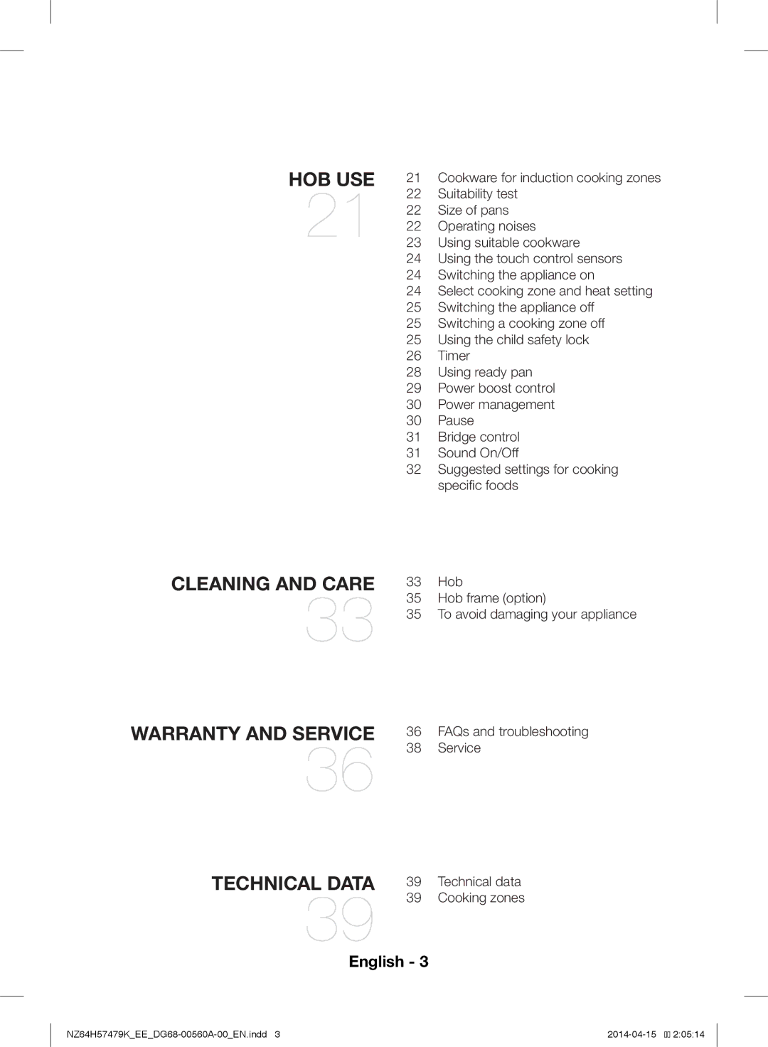 Samsung NZ64H57479K/EE, NZ64H57477K/EE manual Hob Use 