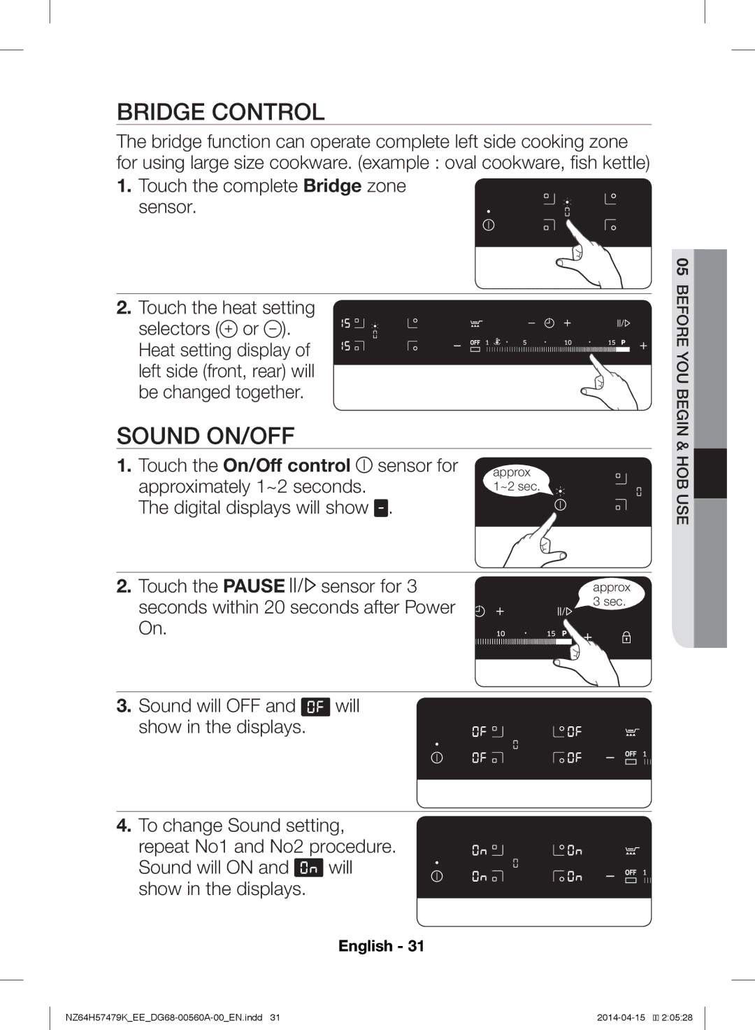 Samsung NZ64H57479K/EE, NZ64H57477K/EE manual Bridge Control, Sound ON/OFF 