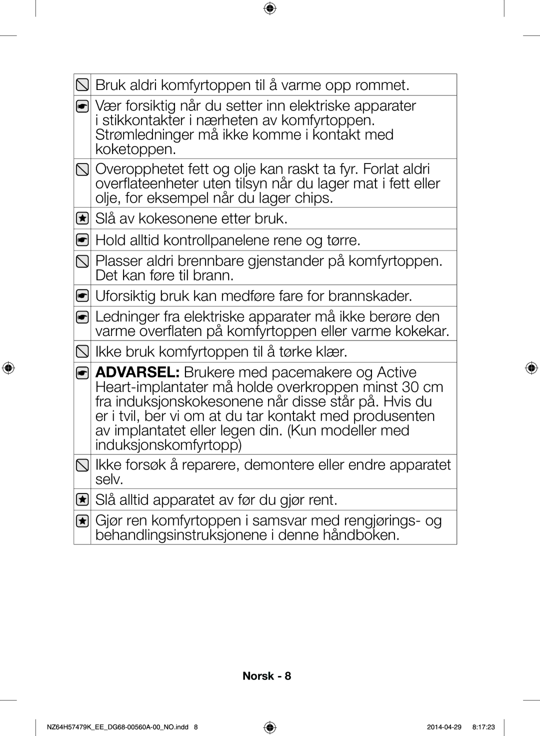 Samsung NZ64H57477K/EE, NZ64H57479K/EE manual Norsk 