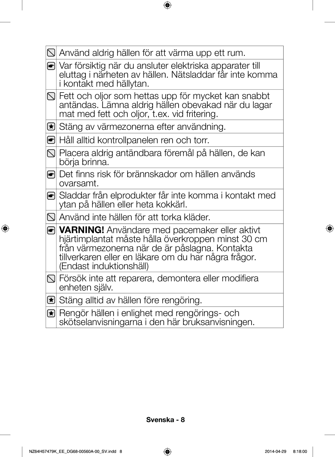 Samsung NZ64H57477K/EE, NZ64H57479K/EE manual Svenska 