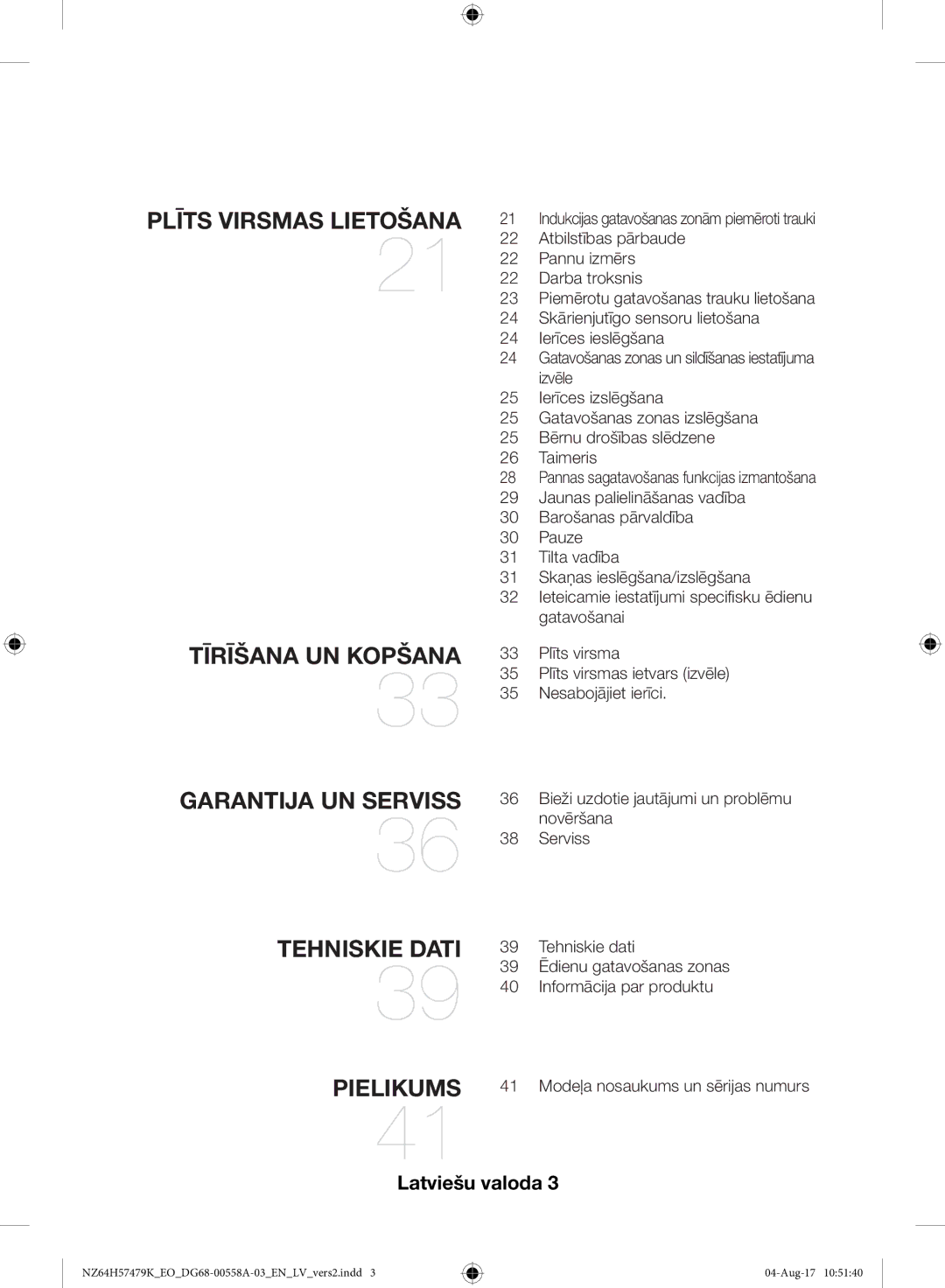 Samsung NZ64H57477K/EO manual Plīts Virsmas Lietošana 