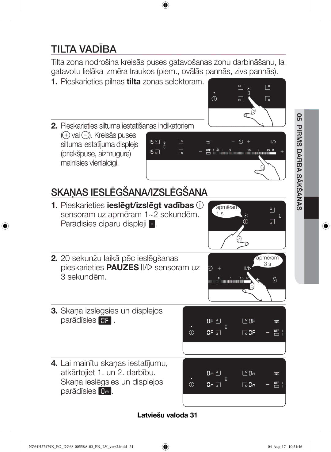 Samsung NZ64H57477K/EO manual Tilta Vadība, Skaņas IESLĒGŠANA/IZSLĒGŠANA 