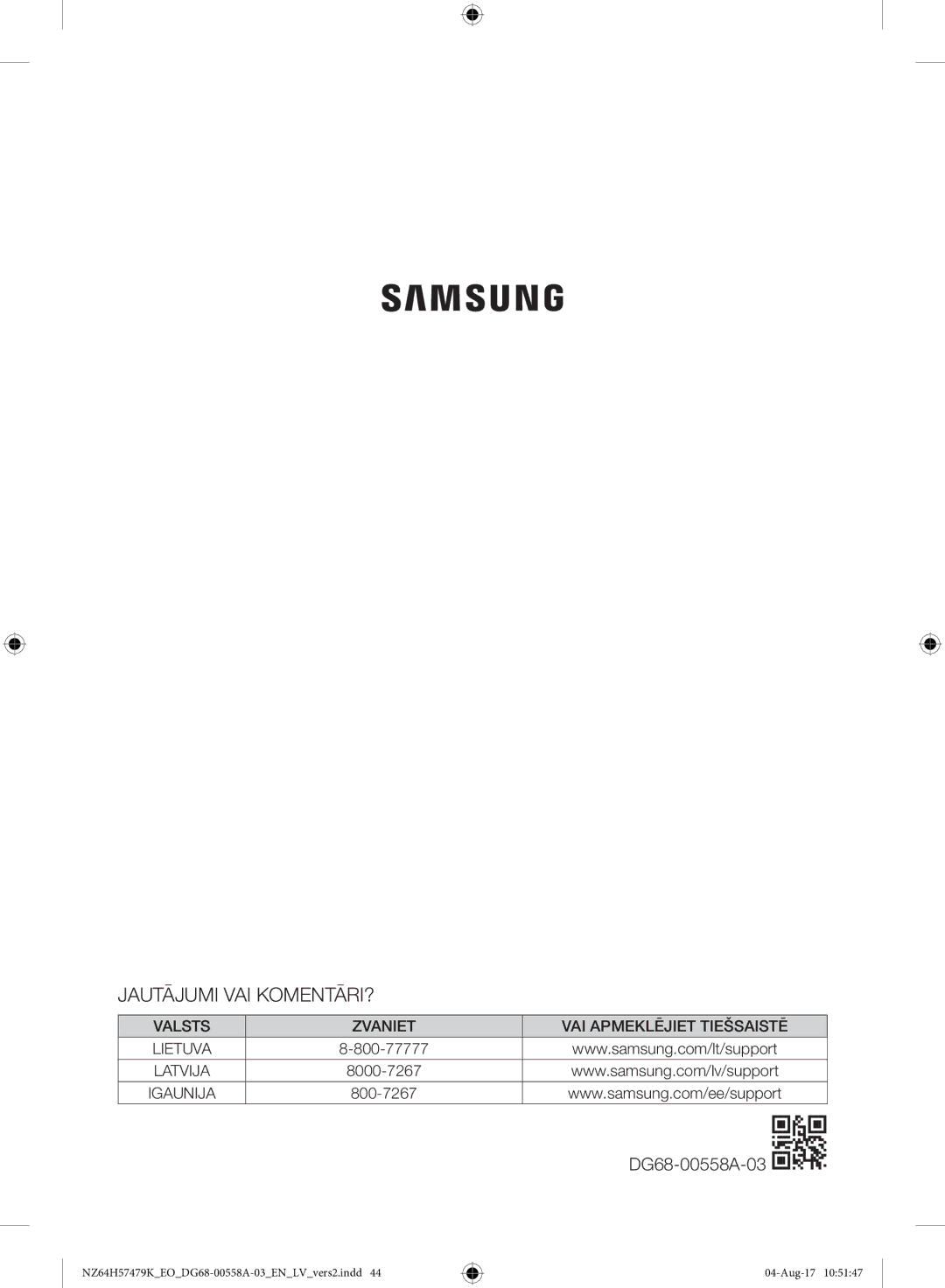 Samsung NZ64H57477K/EO manual Jautājumi VAI KOMENTĀRI? 