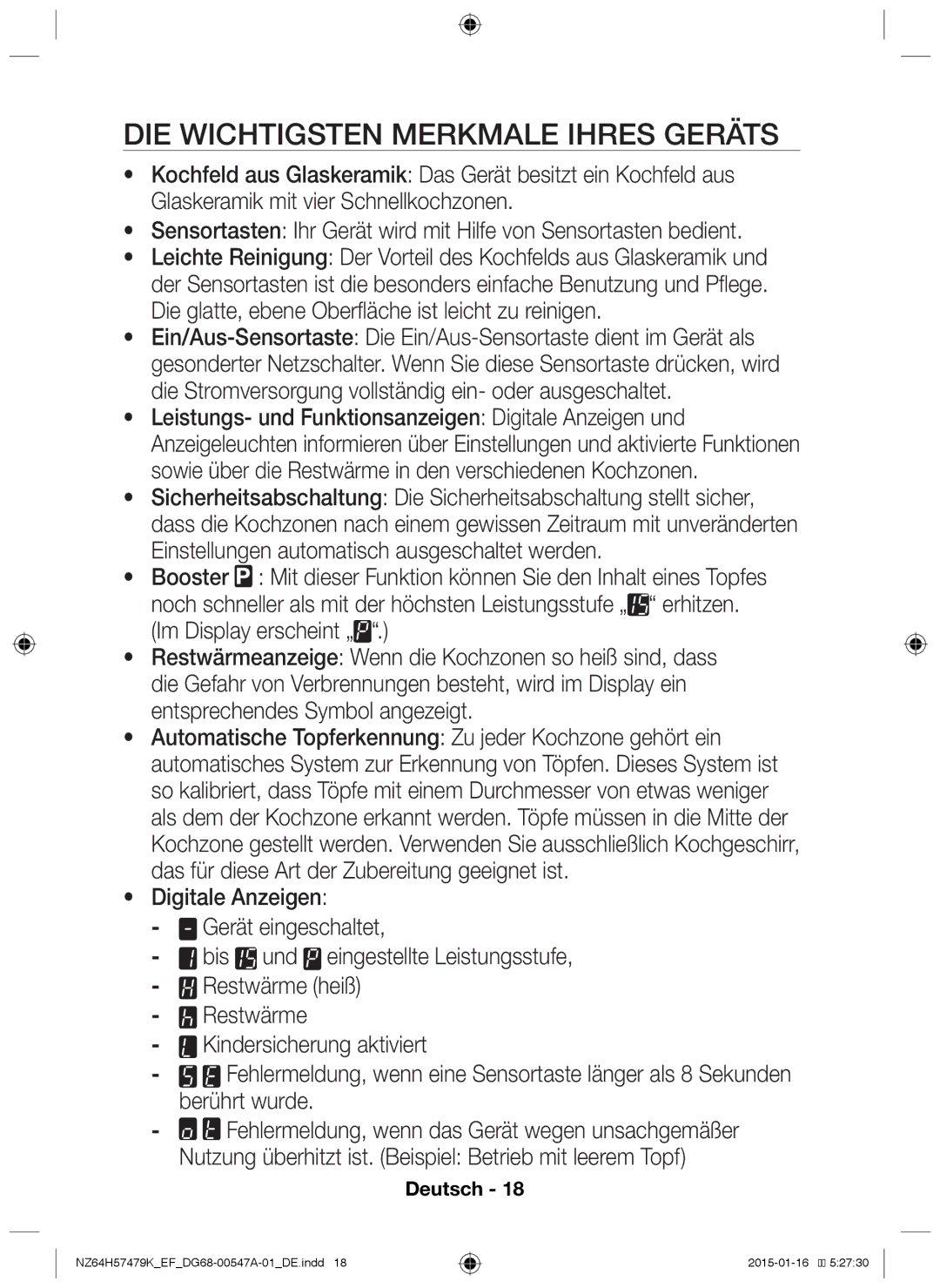 Samsung NZ64H57479K/EF manual Die wichtigsten Merkmale Ihres Geräts 