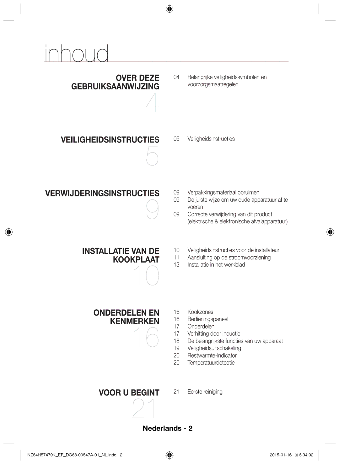 Samsung NZ64H57479K/EF manual Inhoud, Over deze gebruiksaanwijzing 