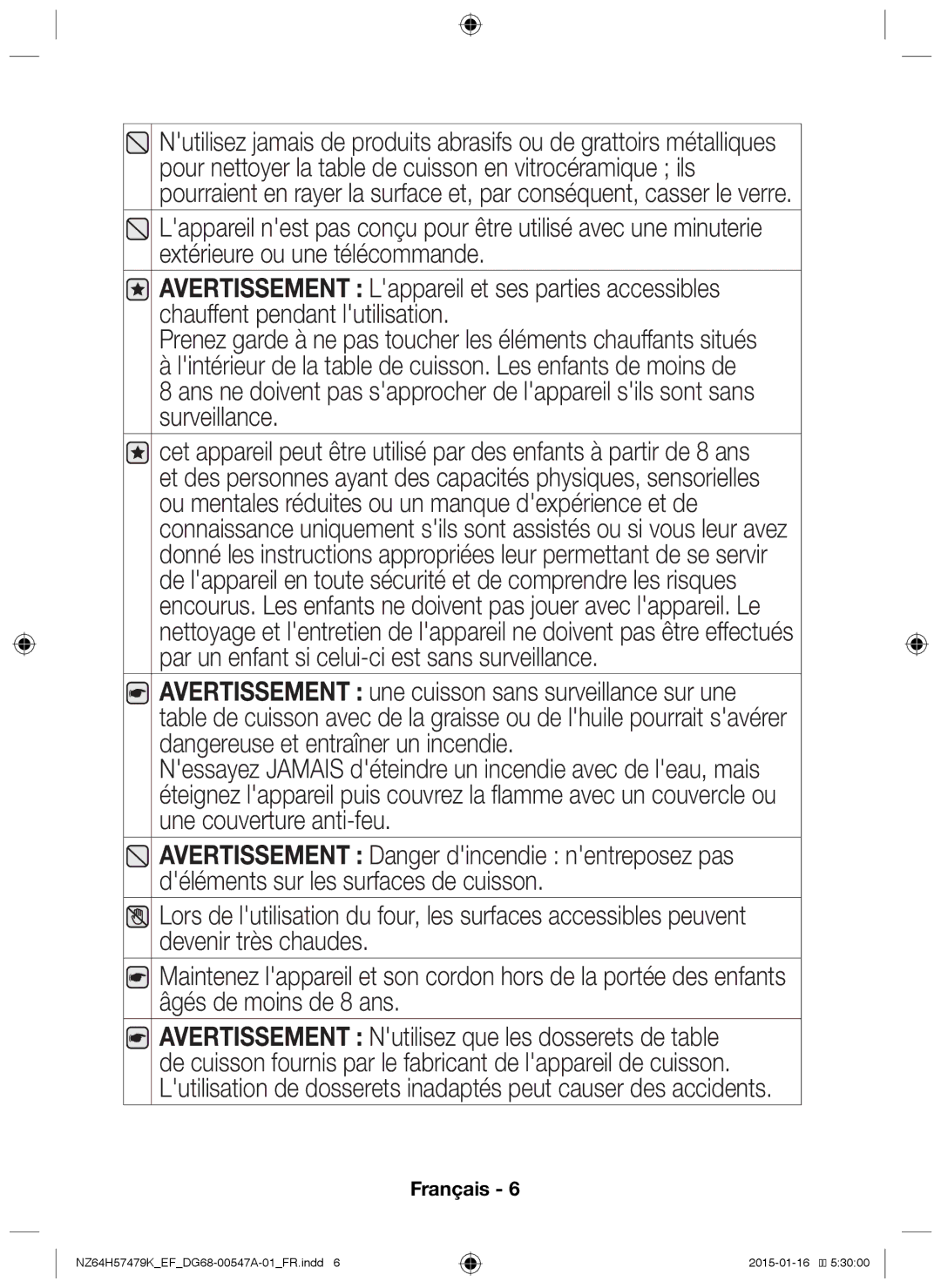 Samsung NZ64H57479K/EF manual Français 