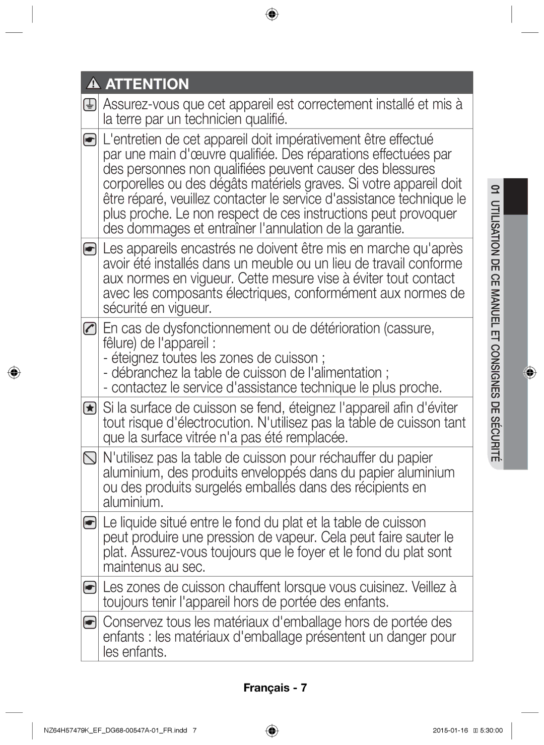 Samsung NZ64H57479K/EF manual Français 