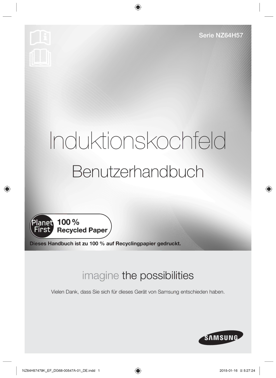 Samsung NZ64H57479K/EF manual Induktionskochfeld 