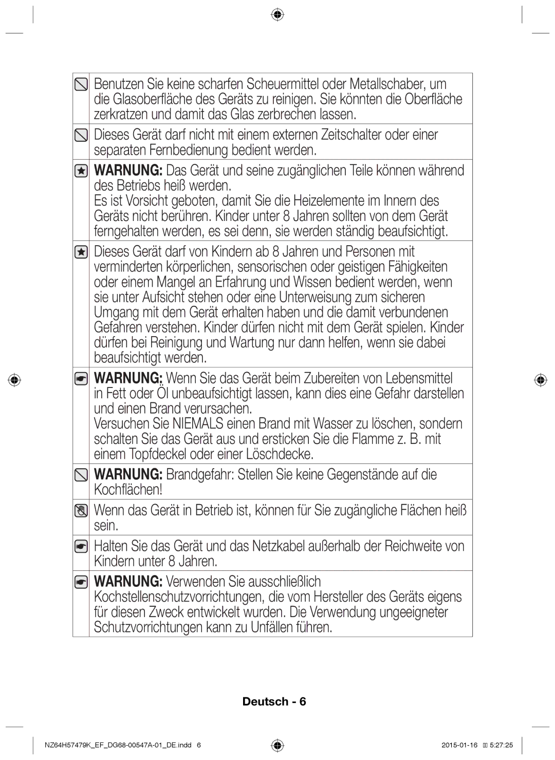 Samsung NZ64H57479K/EF manual Deutsch 