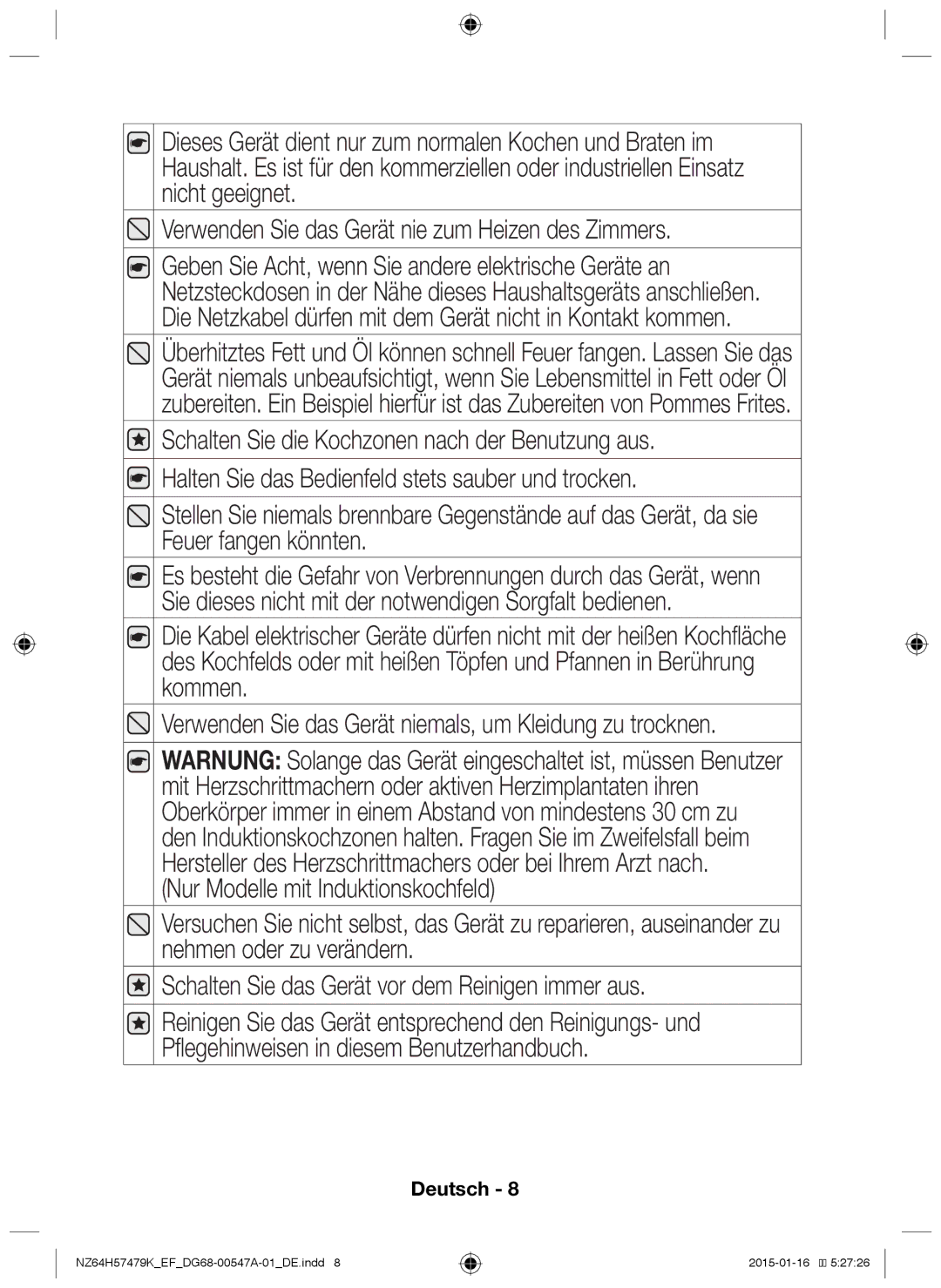 Samsung NZ64H57479K/EF manual Deutsch 