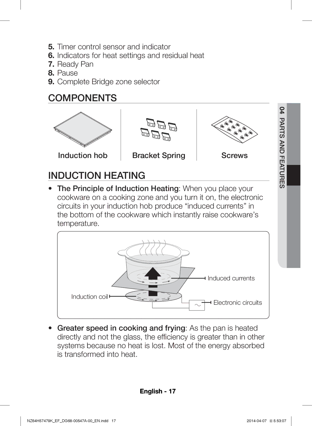 Samsung NZ64H57479K/EF manual Components, Induction Heating 