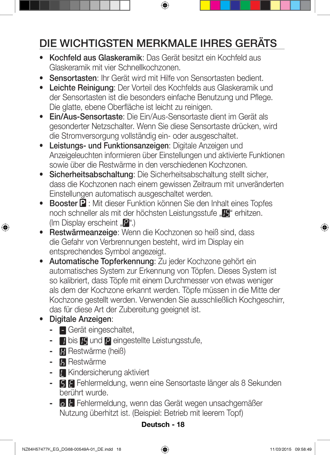 Samsung NZ64H57479K/EG, NZ64H57477K/EG manual DIE Wichtigsten Merkmale Ihres Geräts 