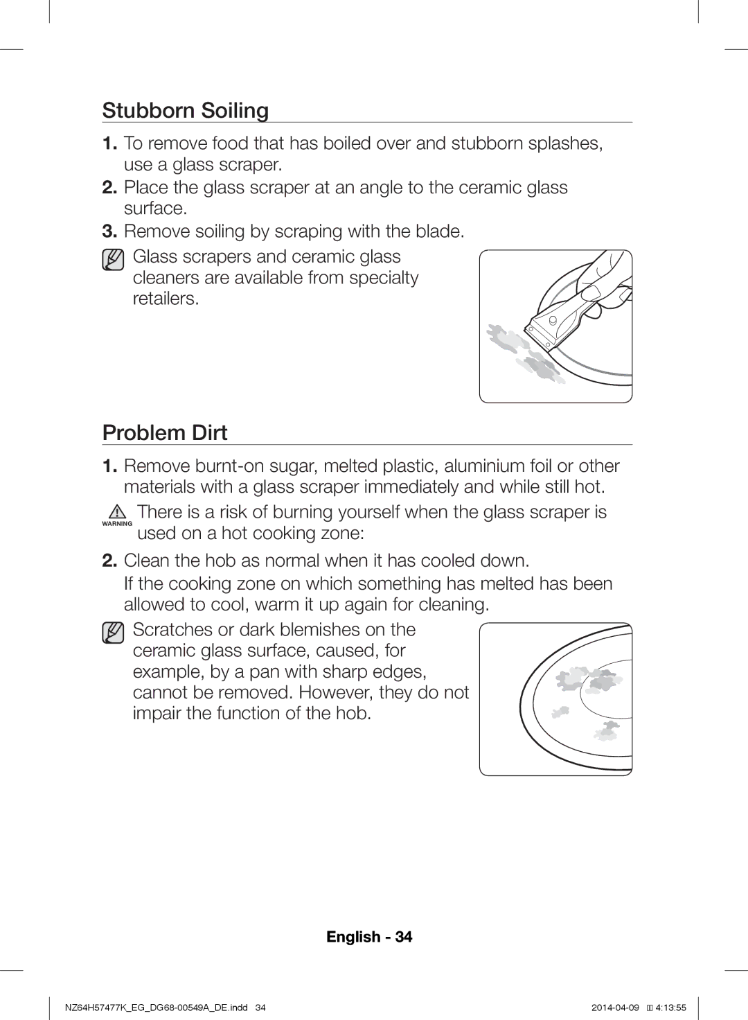 Samsung NZ64H57479K/EG, NZ64H57477K/EG manual Stubborn Soiling, Problem Dirt 