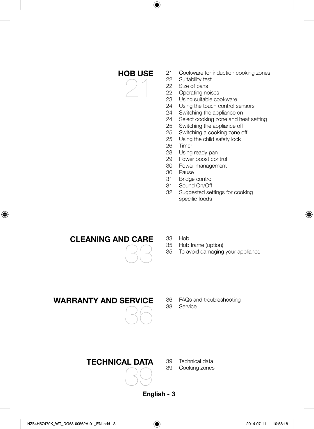 Samsung NZ64H57477K/WT, NZ64H57479K/WT manual Hob Use 