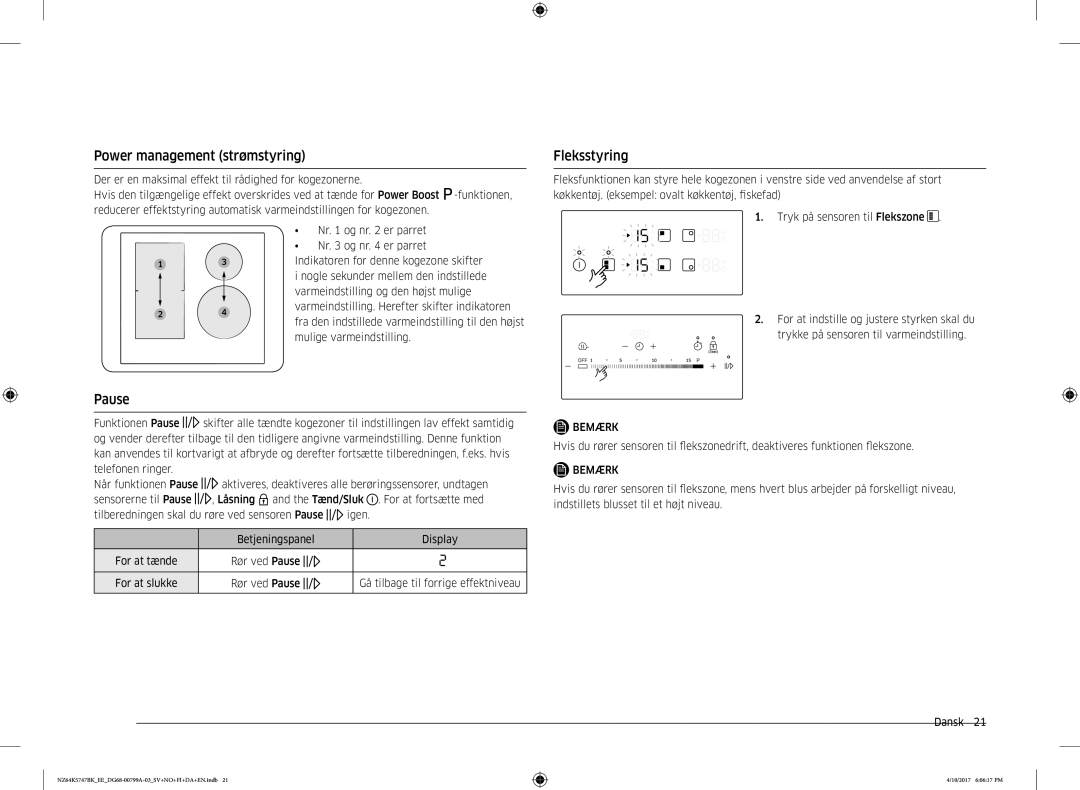 Samsung NZ64K5747BK/EE manual Power management strømstyring, Fleksstyring 