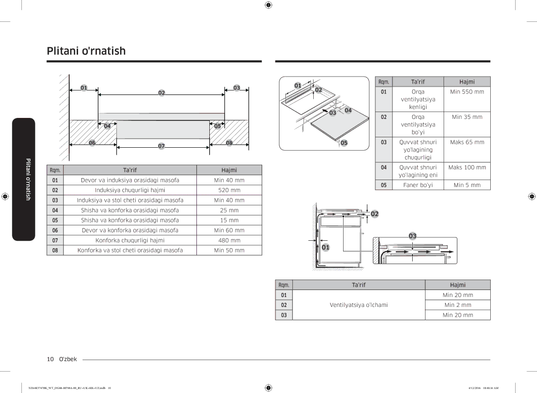 Samsung NZ64K5747BK/WT manual Ta’rif Hajmi 