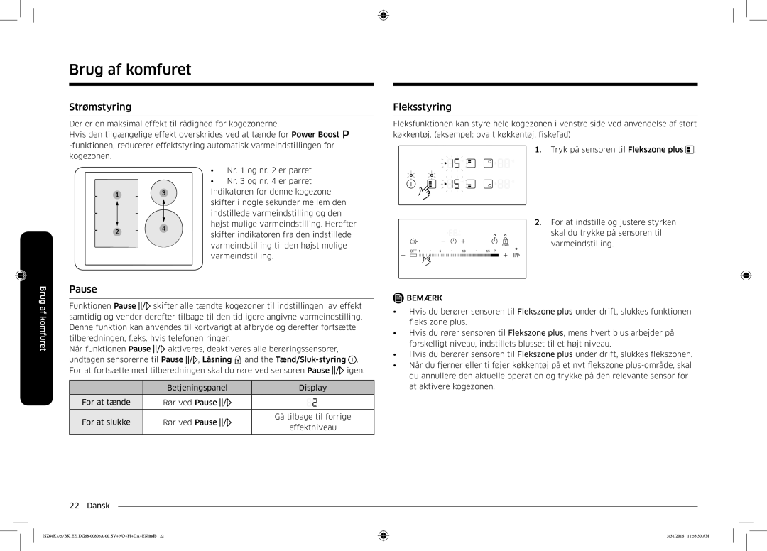 Samsung NZ64K7757BK/EE manual Strømstyring, Fleksstyring 