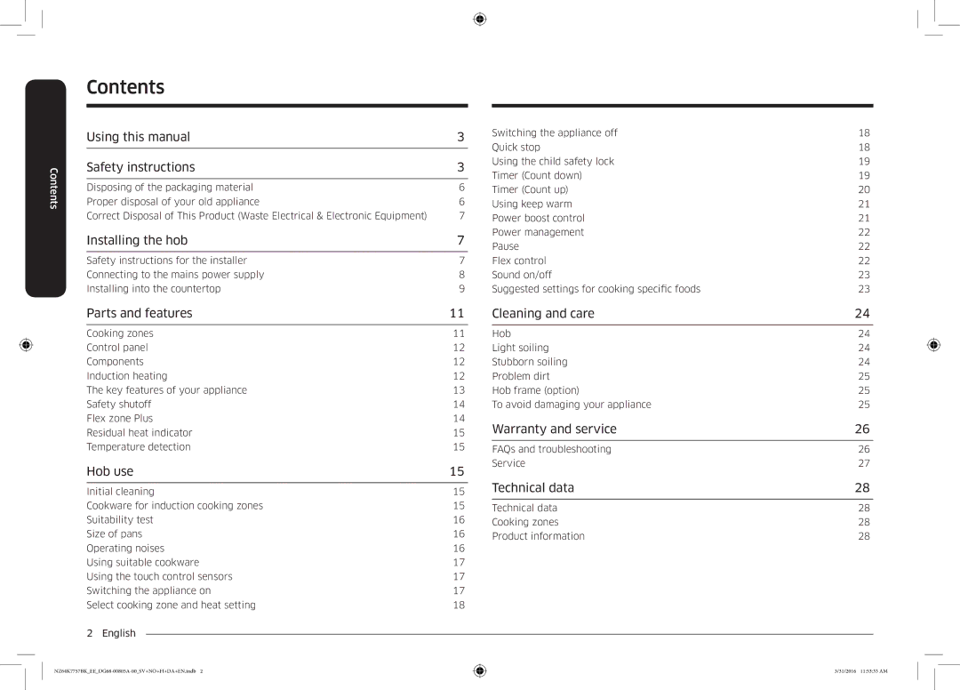 Samsung NZ64K7757BK/EE manual Contents 