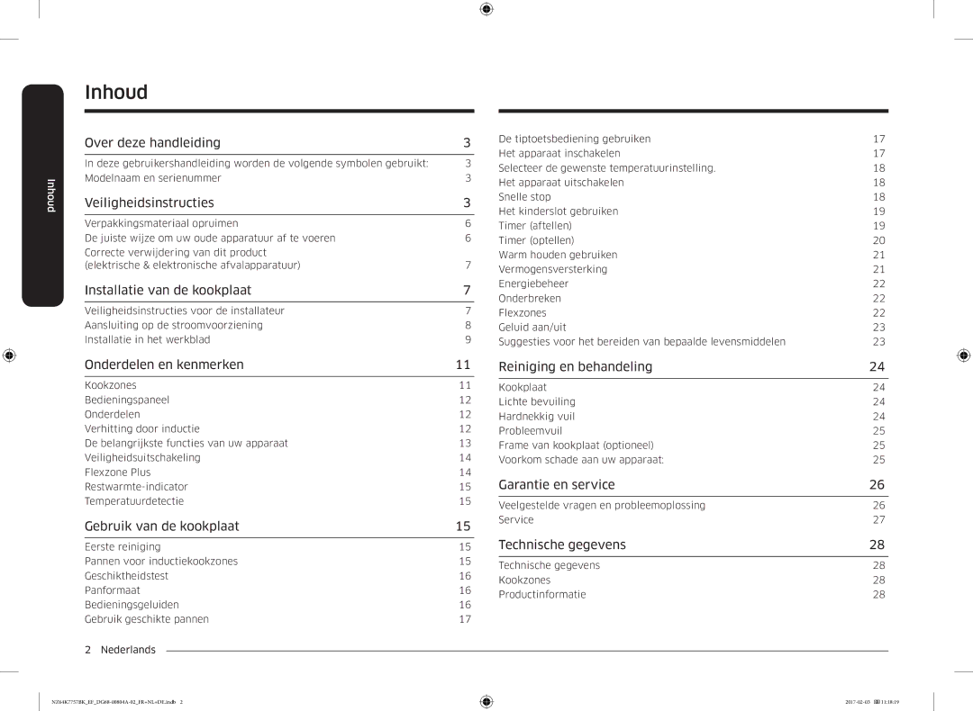 Samsung NZ64K7757BK/EG, NZ64K7757BK/EF manual Inhoud 