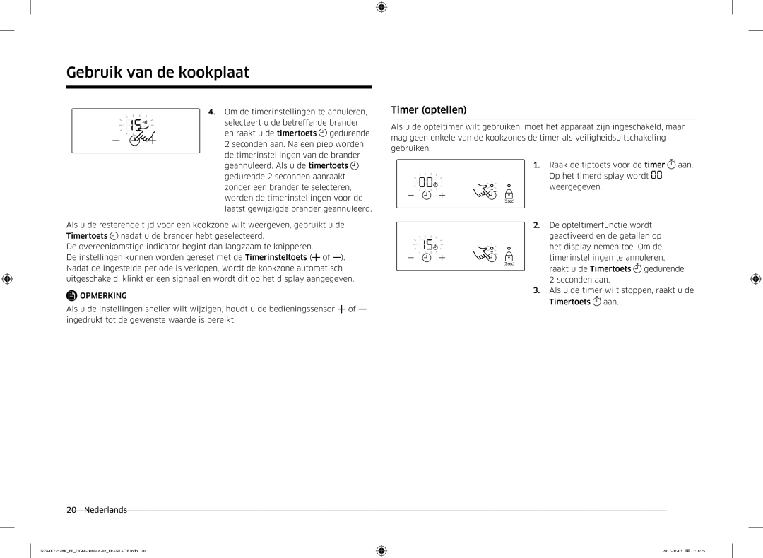 Samsung NZ64K7757BK/EG, NZ64K7757BK/EF manual Timer optellen 