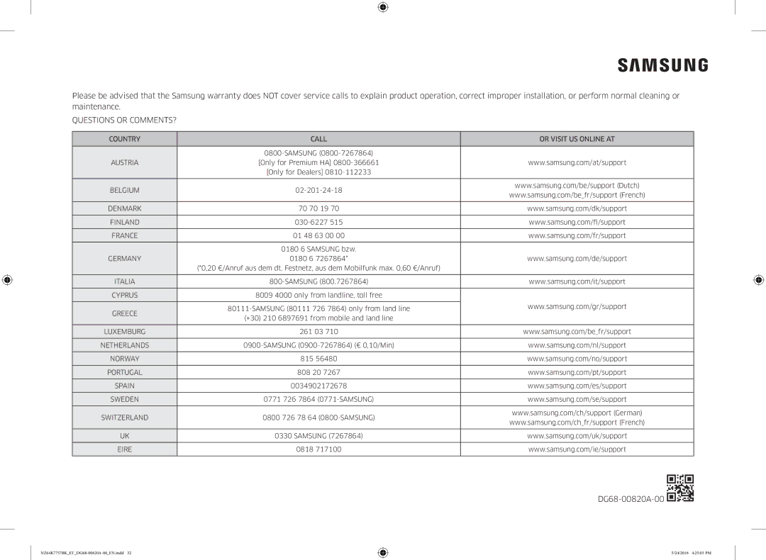 Samsung NZ64K7757BK/ET manual Questions or COMMENTS? 