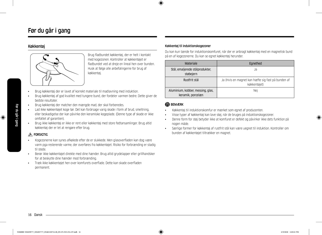 Samsung NZ64N7777GK/E1, NZ64N9777GK/E1 manual Køkkentøj, Nej 